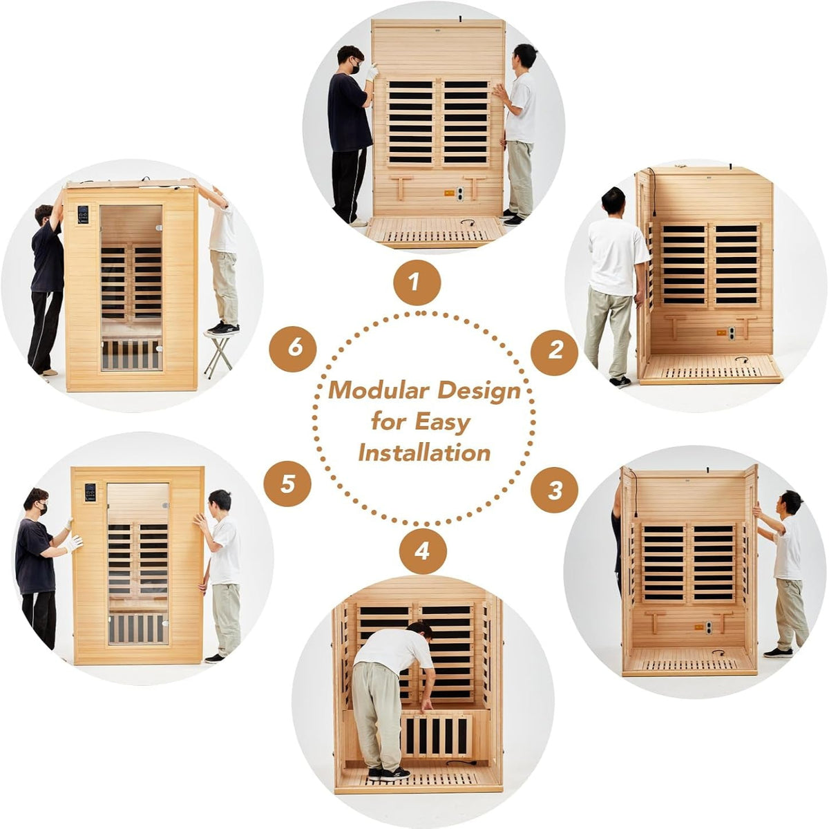 2024 Upgrade 2 Person Sauna, Low EMF 6 Heating Plate Infrared Physical Therapy Wooden Dry Steam Sauna with MP3 Auxiliary Connection, Dual Controls, Iron Shirt Wall Plate, Home Spa Day Use, Gift — product view 8