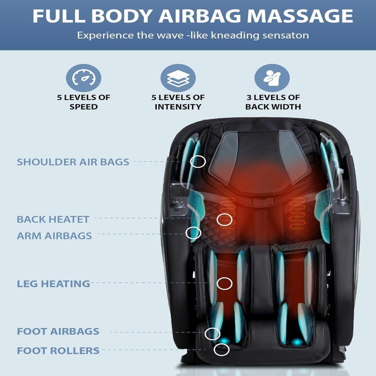 4D Massage Chair: Full Body Zero Gravity Massage Chair Full Body SL Track Chair Massage Black — product view 7