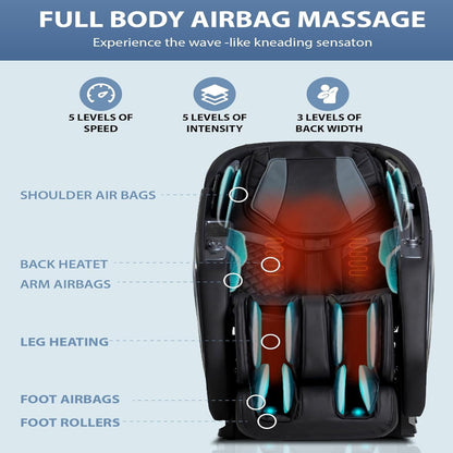 4D Massage Chair: Full Body Zero Gravity Massage Chair Full Body SL Track Chair Massage Black — product view 7