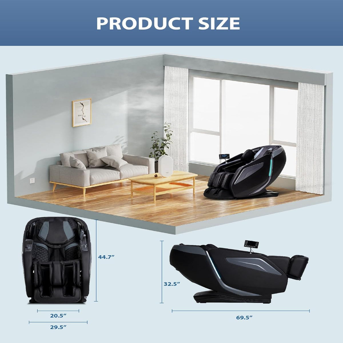 4D Massage Chair: Full Body Zero Gravity Massage Chair Full Body SL Track Chair Massage Black — product view 9