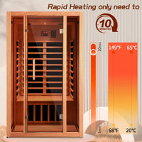2 Person Extendable FAR Infrared Sauna for Home, Hemlock Wood Low EMF 6 Carbon Heaters Indoor Saunas with LED Lights, Bluetooth Speaker, Digital Control Panel, and Seating Bench