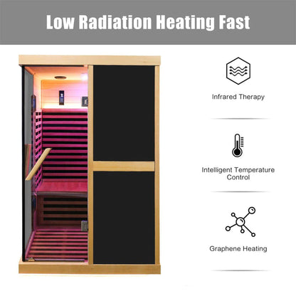 Helix Premium Large 2-Person V-Shaped FAR Infrared Sauna Room With Double Glass Doors (SAK96413)