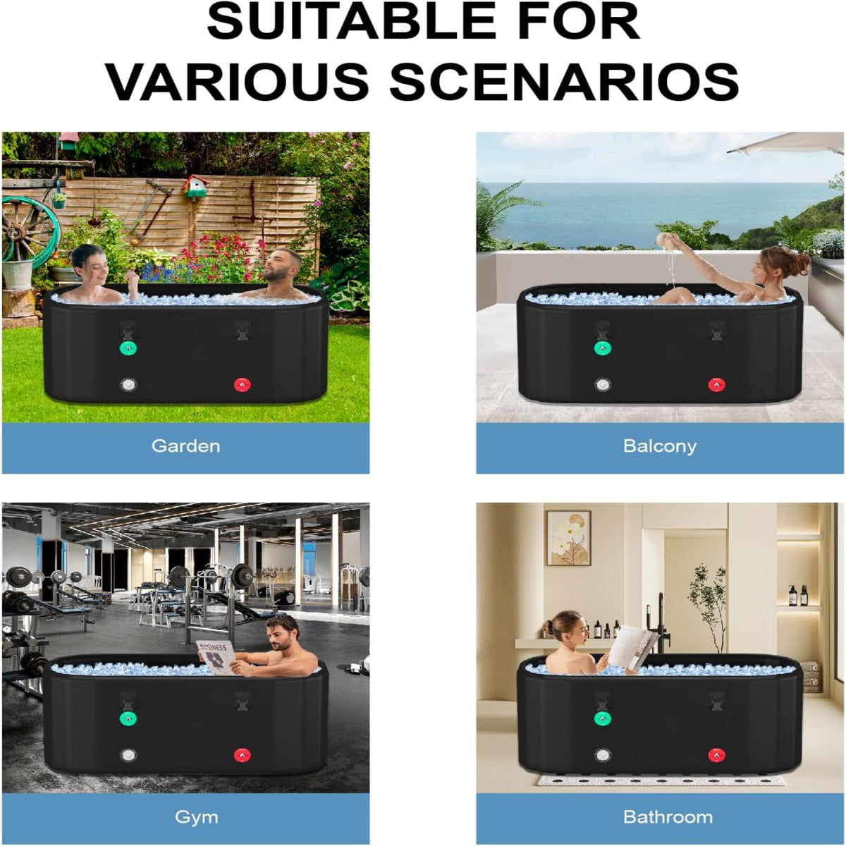 XXL Drop Stitch Ice Bath Tub for Recovery 216 Gal, Compatible with Water Chillers, Cold Plunge Tub with Insulated Lid, Multi-Layer Portable Bathtub for Cold Water Therapy(59In*32.2In*27In) — product view 8